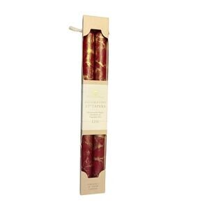 Pack of 2 Northern Lights Premium Taper Candles Red w/ Gold 12" NIP!